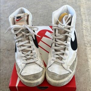 Nike Blazer High-Top Sneakers in White and Gray